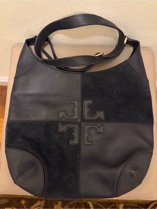 Tory Burch Handbags - Tory Burch Navy Leather & Suede Hobo Crossbody Bag